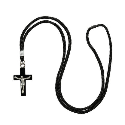 Colar Cruz de Madeira com Cristo – Preto ou Imbuia