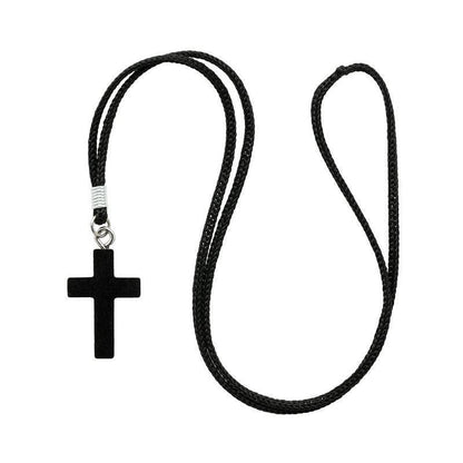 Colar Cruz de Madeira com Cristo – Preto ou Imbuia