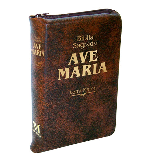 Bíblia Ave Maria -  Letra Maior Zíper Marrom