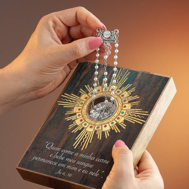 Lembrança de Eucaristia – Ostensório com Terço