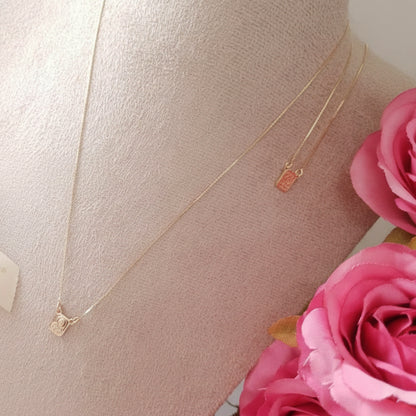 Escapulário Nossa Senhora do Carmo – Plaquinhas Mini | 70cm | Corrente Veneziana | Banhado a Ouro 18K