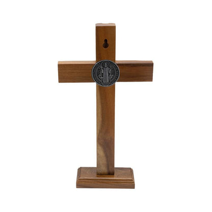 Crucifixo de Mesa em Madeira Frisada – 26 cm