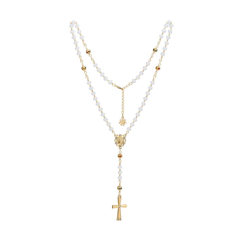 Colar Terço em Cristal de Vidro – Nossa Senhora Aparecida