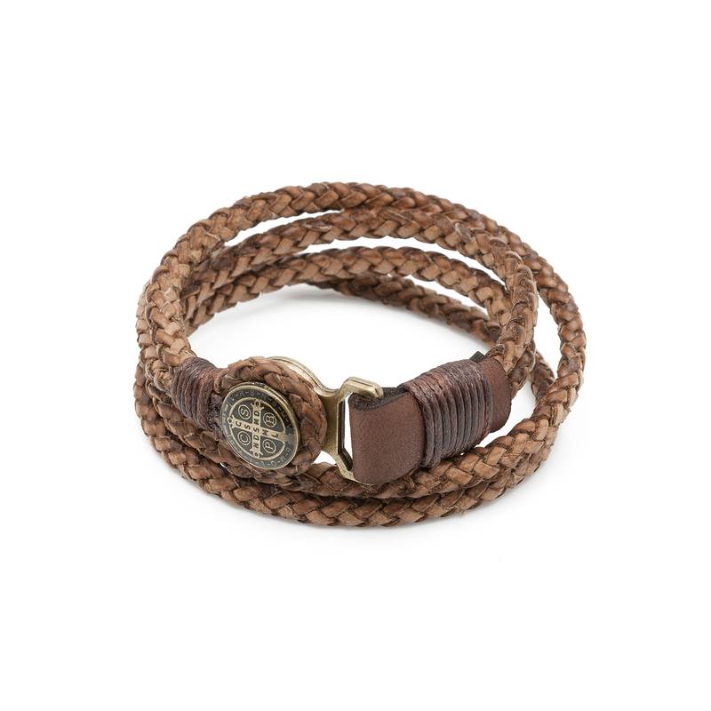 Pulseira São Bento – Couro Trançado (2 Voltas)