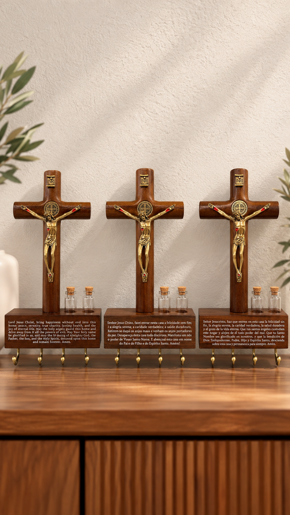 Home Prayer Key Holder with Crucifix – 17 cm