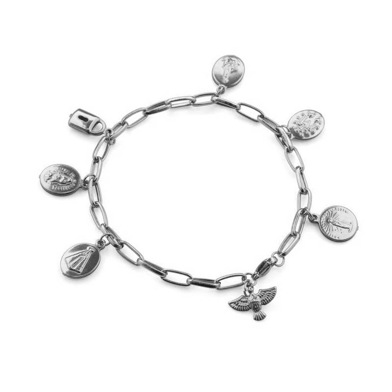 Pulseira Cadeia Consagração em Aço Inox – 5 Devoções com Cadeado