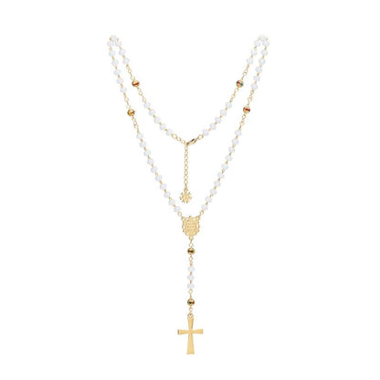 Colar Terço em Cristal de Vidro – Nossa Senhora Aparecida