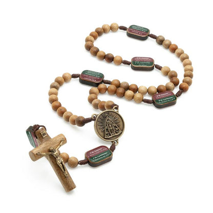 Terço de Madeira Imbuia com Mistérios Resinados – Contas 10 mm