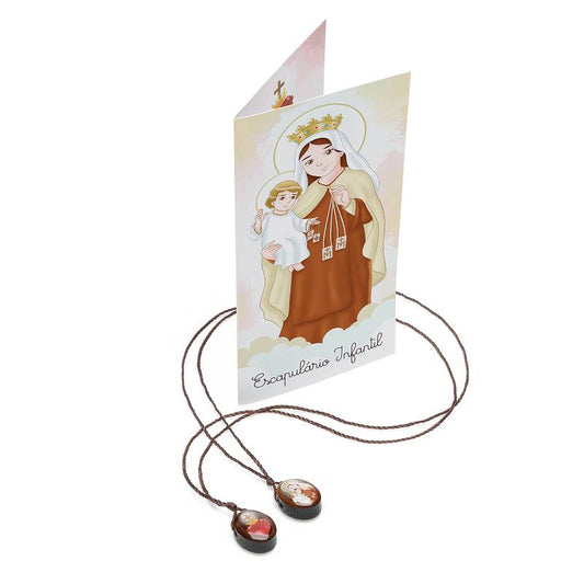 Escapulário Infantil com Folheto – Nossa Senhora do Carmo