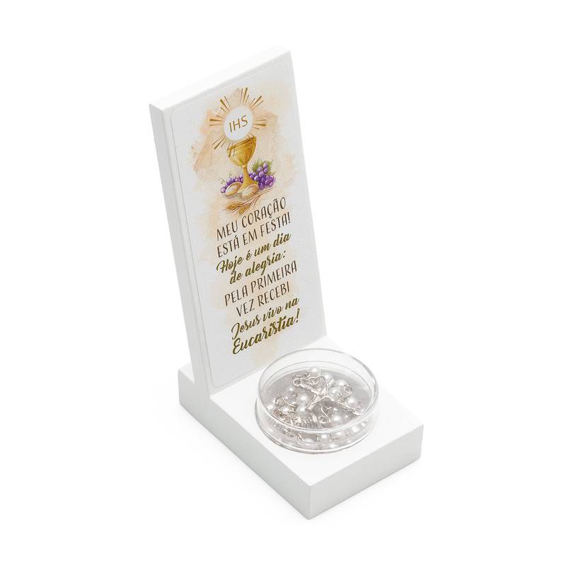 Lembrança de Eucaristia –  Branca com Terço