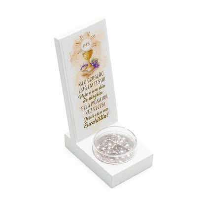 Lembrança de Eucaristia –  Branca com Terço