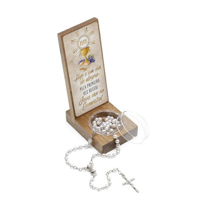 Lembrança de Eucaristia –  Branca com Terço