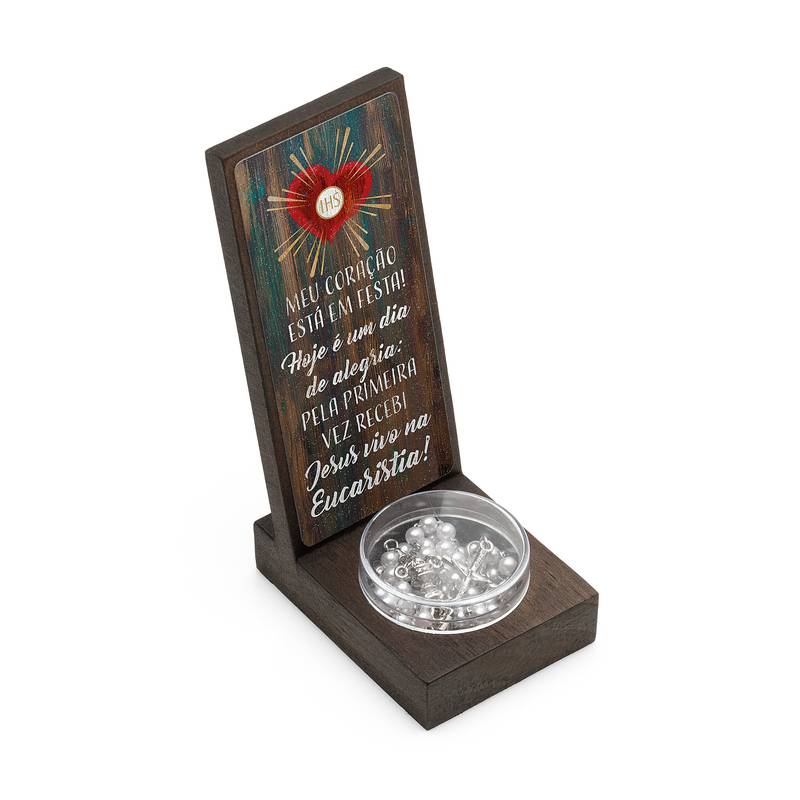 Lembrança de Eucaristia –  Branca com Terço