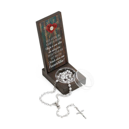 Lembrança de Eucaristia –  Branca com Terço