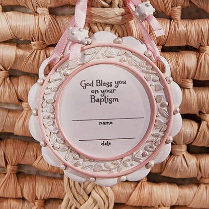 Baptism Medal for Crib - Pink