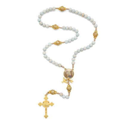 Terço da Anunciação – Madeira Ninho Azul com Detalhes Dourados