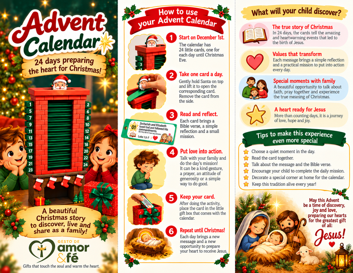 Calendário do Advento 3D – 24 Dias com Jesus | Infantil e Família | Português e Inglês