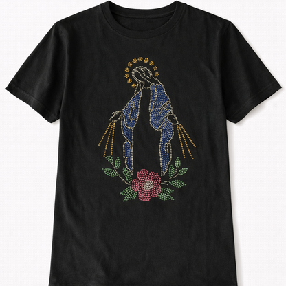 Our Lady T-Shirt with Rhinestones – Illuminate with Mary (Unisex)