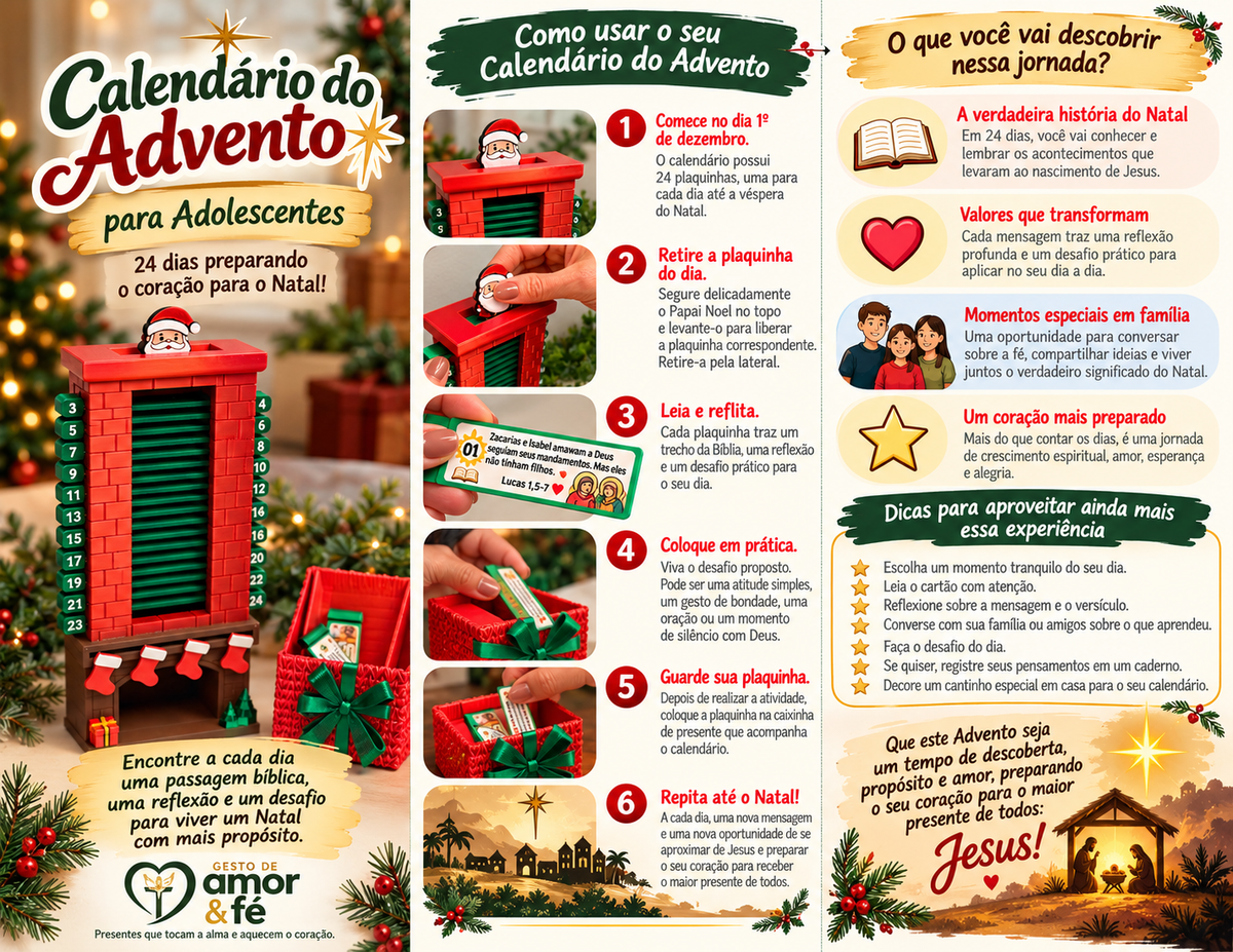 Calendário do Advento 3D – 24 Dias com Jesus | Infantil e Família | Português e Inglês