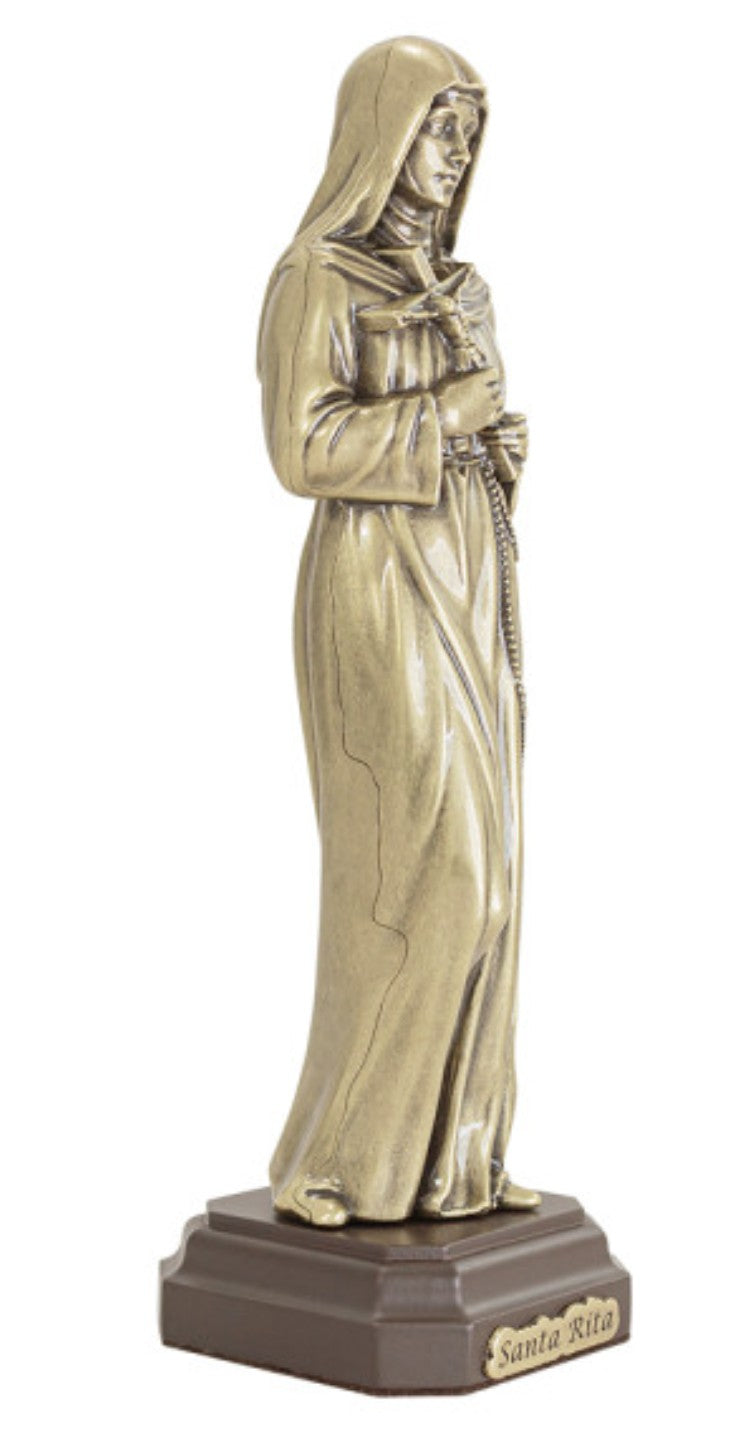 Adorno de Santa Rita de Cássia em Metal Ouro Velho