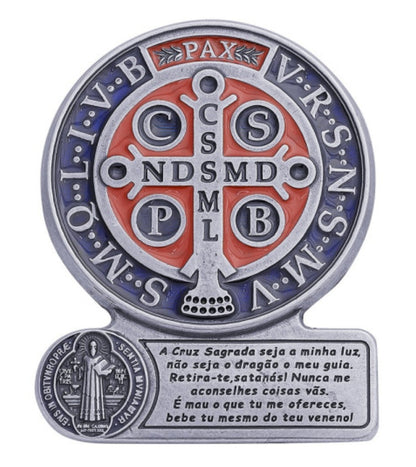 Adorno de Mesa - Medalha de São Bento com Oração (10 cm)