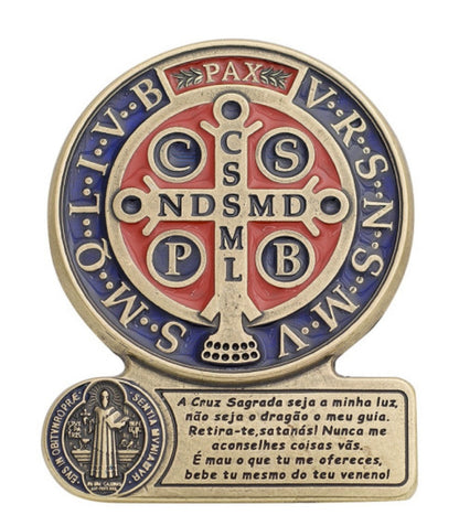Adorno de Mesa - Medalha de São Bento com Oração (10 cm)