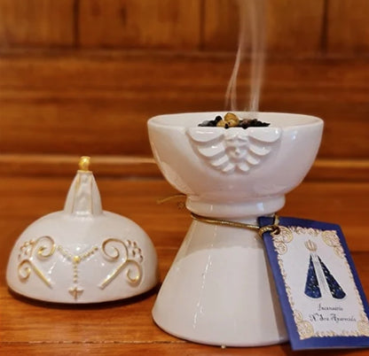 Incensário Nossa Senhora Aparecida com tampa