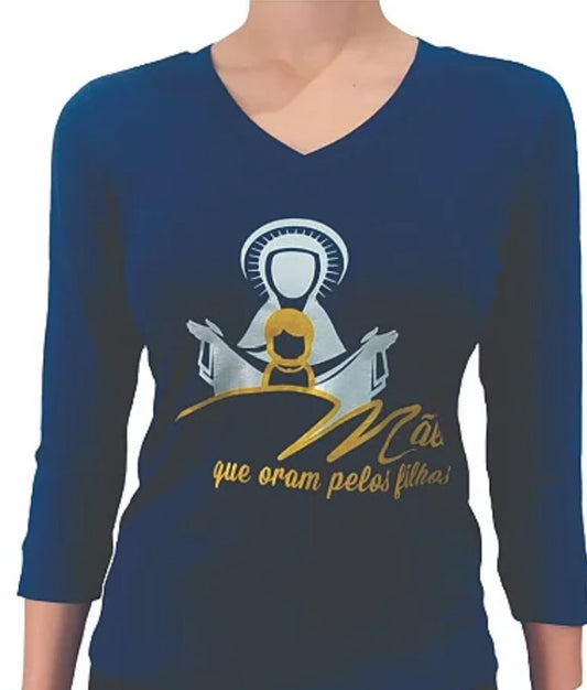 Camiseta Baby Look Mães Que Oram manga 3/4