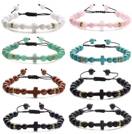 Pulseira Feminina com Cruz Ajustável