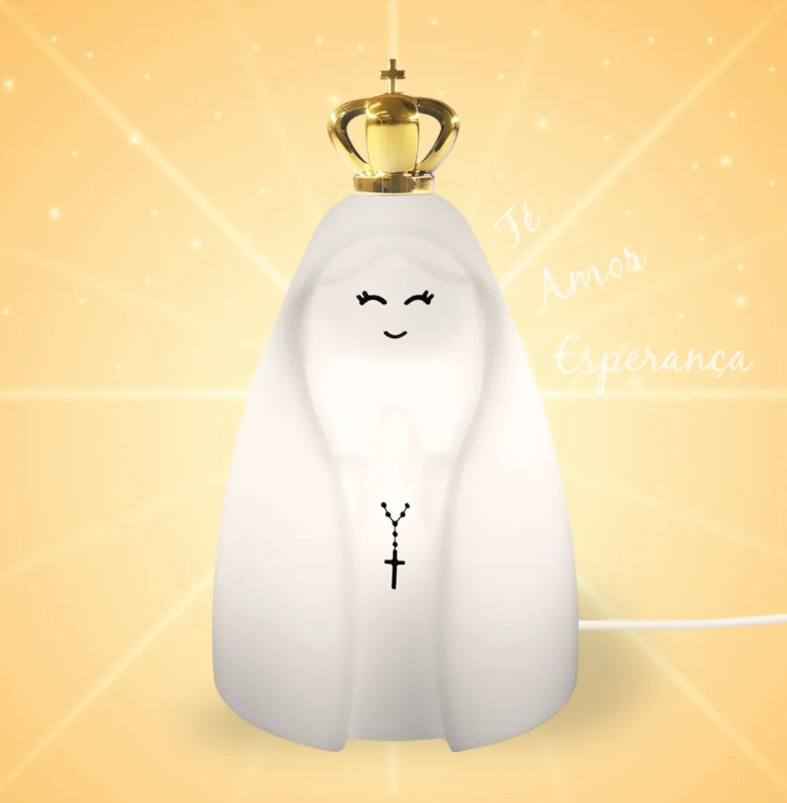 Luminária Nossa Senhora com Coroa Metalizada Dourada