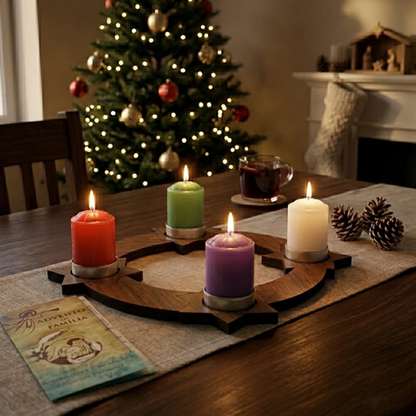 Coroa do Advento com 4 Velas – MDF | Preparação para o Natal