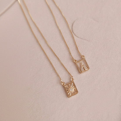 Escapulário Nossa Senhora Aparecida e Sagrado Coração – Vazado | Banhado a Ouro 18k (60cm)