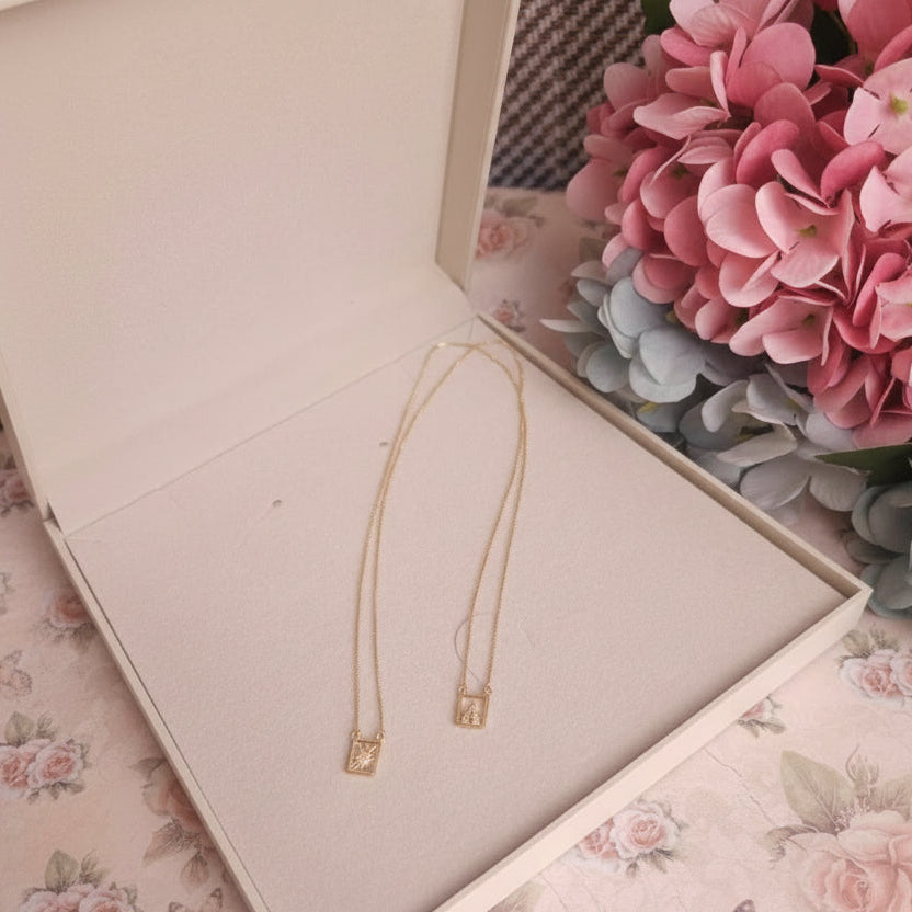 Escapulário Nossa Senhora Aparecida e Sagrado Coração – Vazado | Banhado a Ouro 18k (60cm)