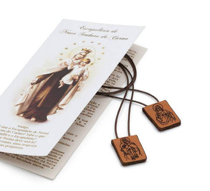 Escapulário de Couro com Folheto – Nossa Senhora do Carmo