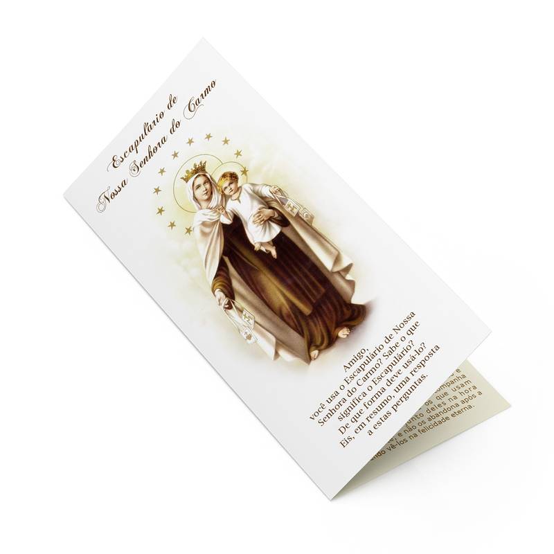 Escapulário de Couro com Folheto – Nossa Senhora do Carmo