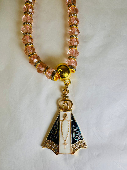 Crystal Ornament with Medal of Our Lady of Aparecida