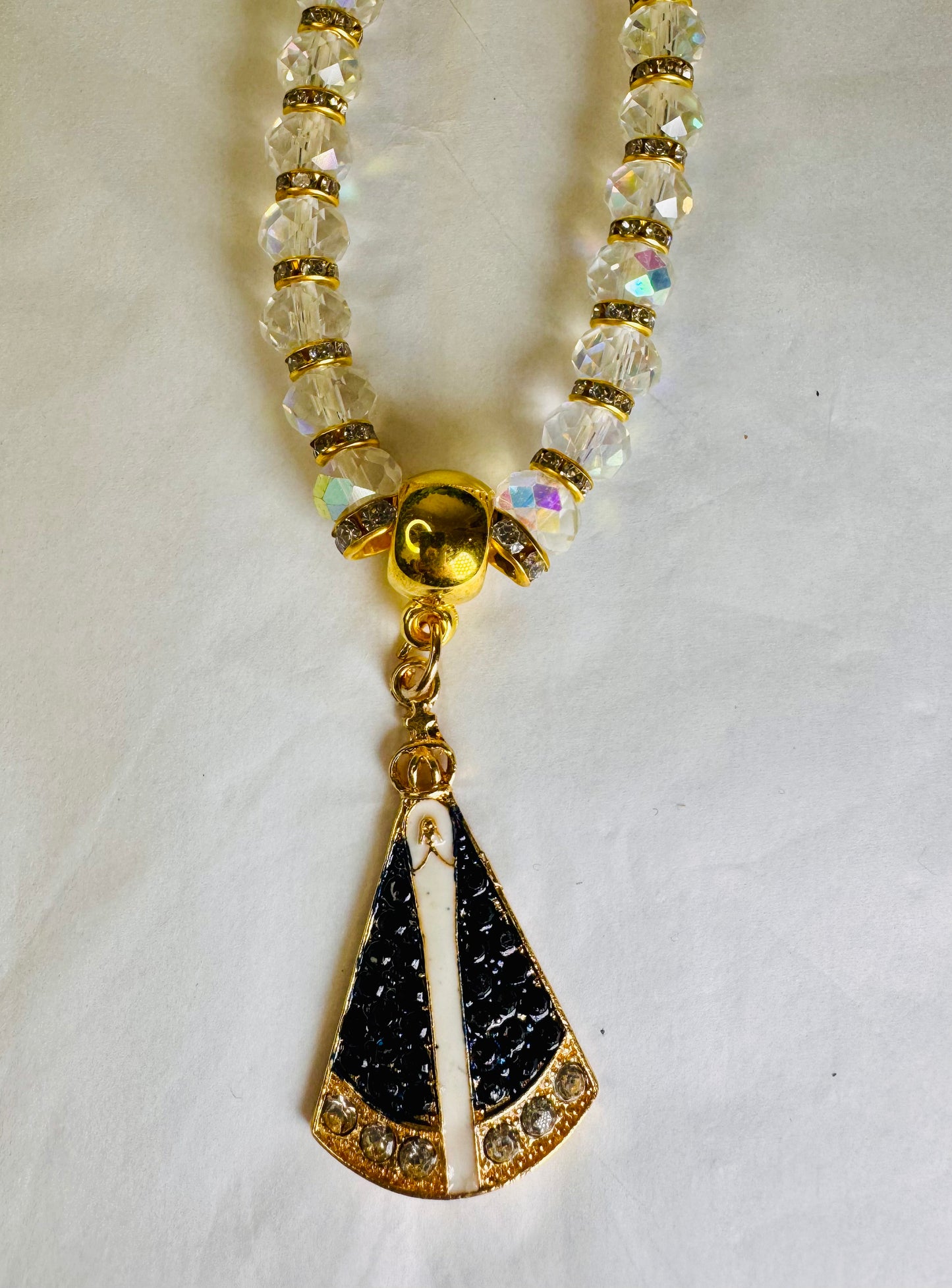 Crystal Ornament with Medal of Our Lady of Aparecida