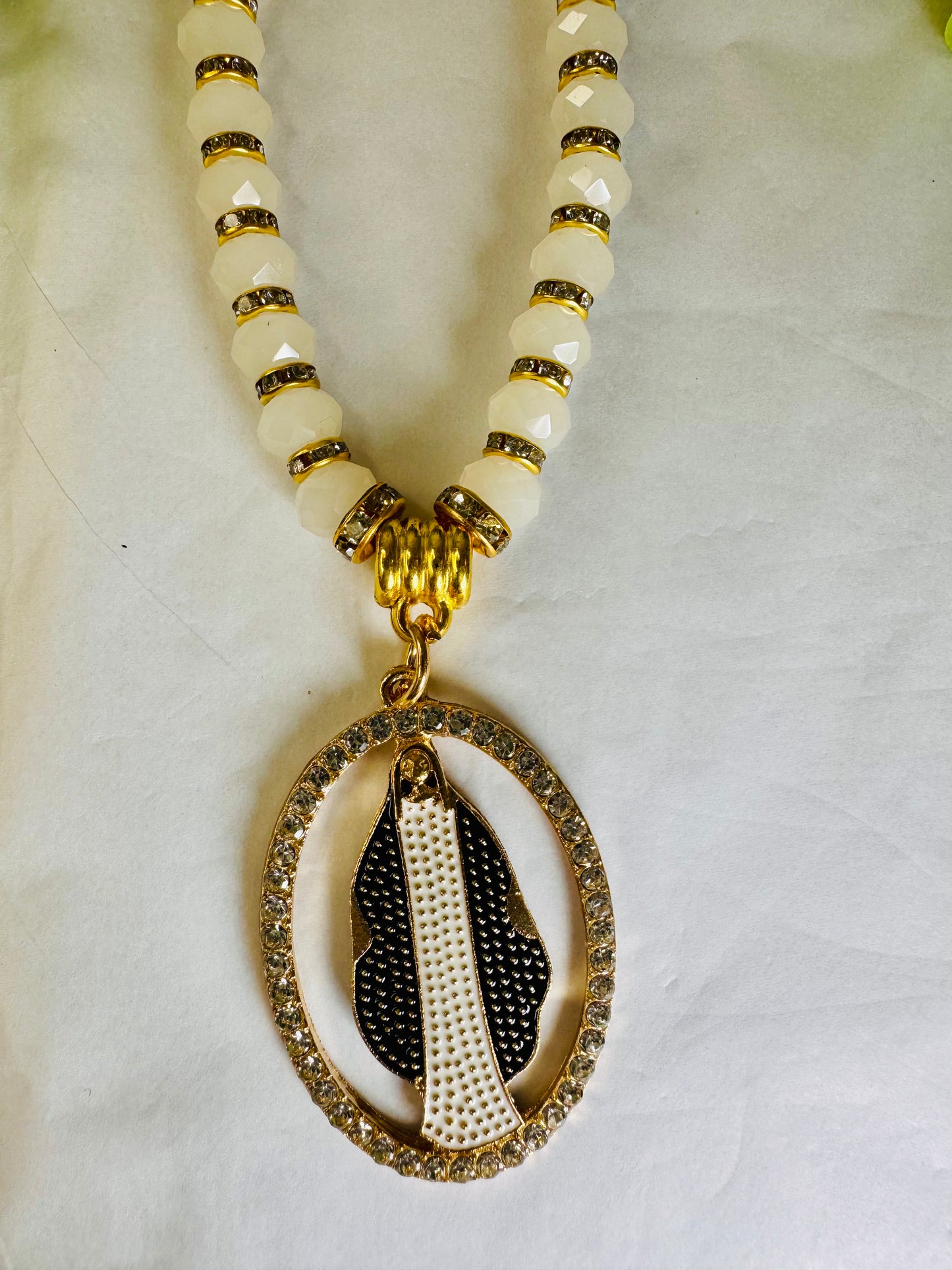Crystal Ornament with Our Lady of Graces Medal