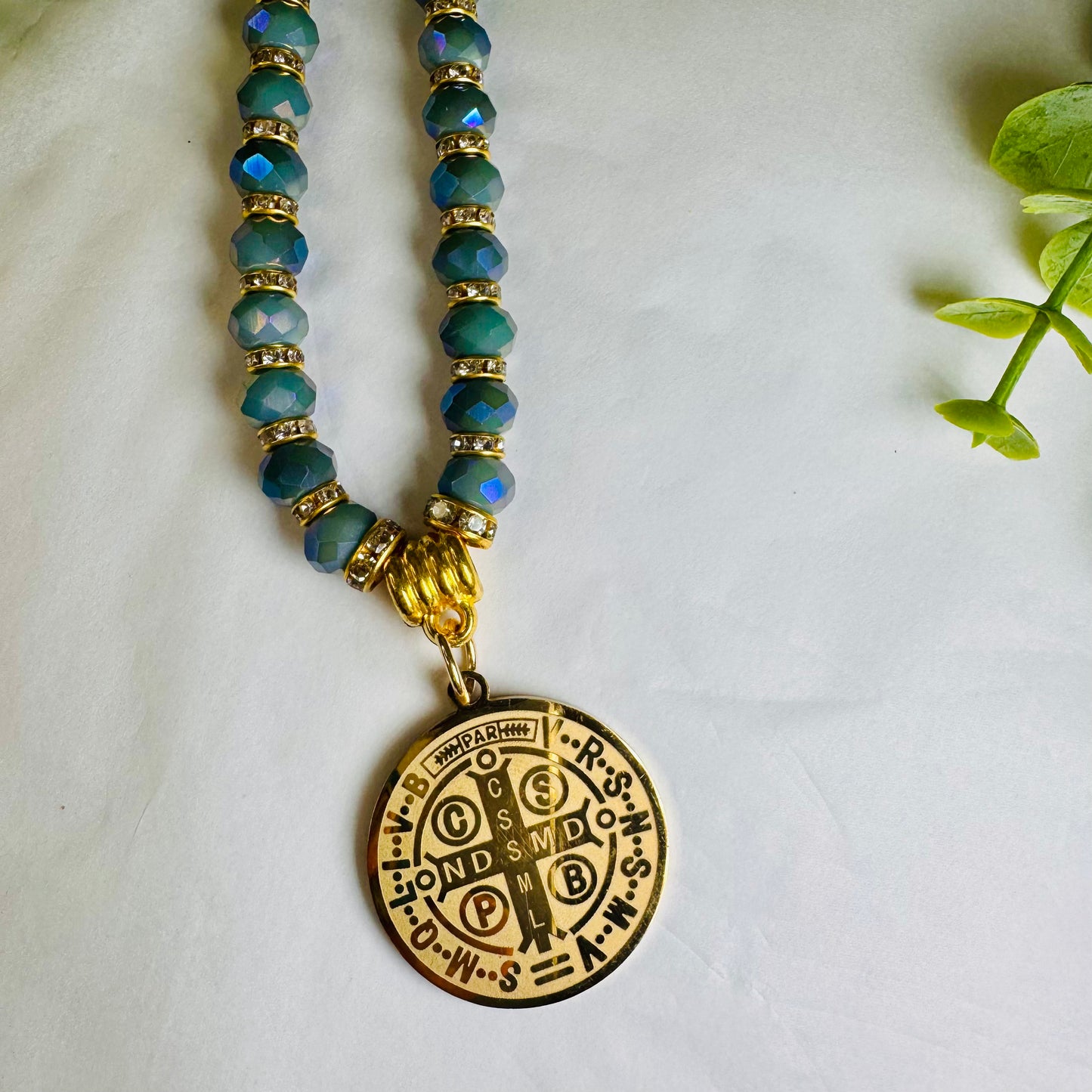 Crystal Ornament with Saint Benedict Medal