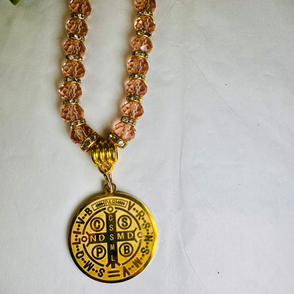 Crystal Ornament with Saint Benedict Medal