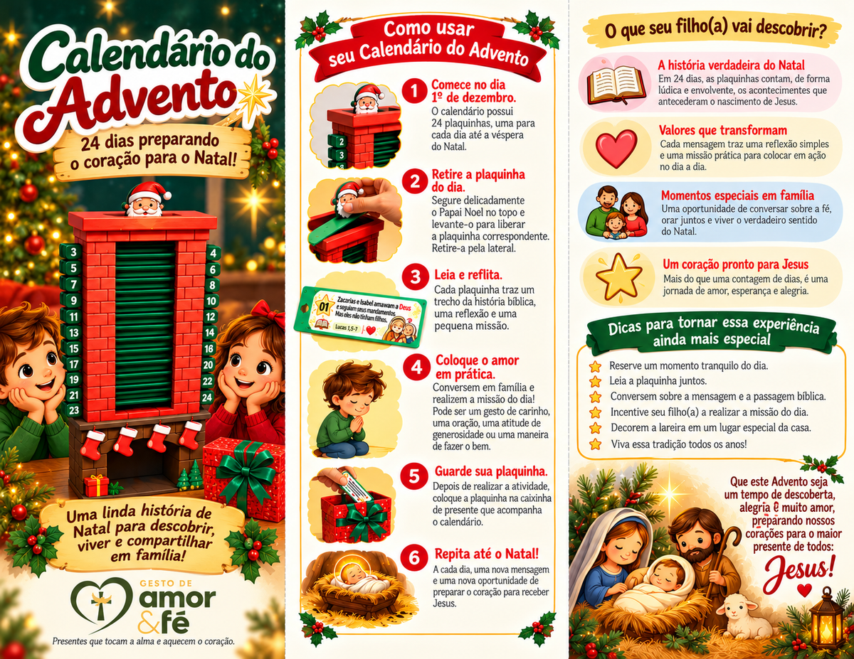 Calendário do Advento 3D – 24 Dias com Jesus | Infantil e Família | Português e Inglês