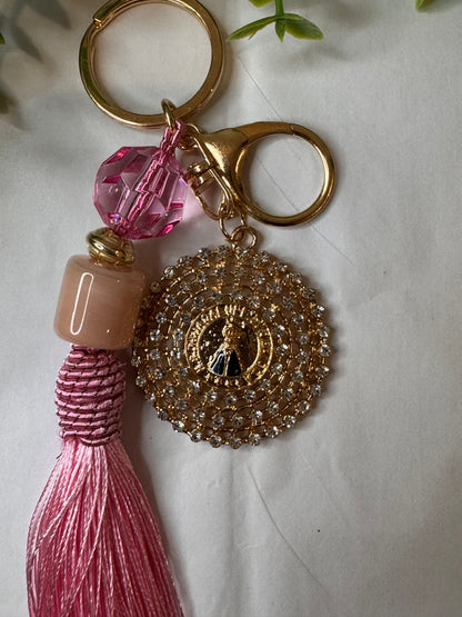 Pink Pompom Keychain