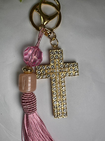 Pink Pompom Keychain