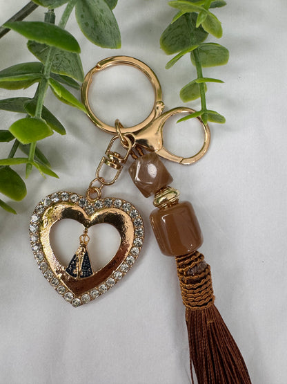 Brown Pompom Keychain