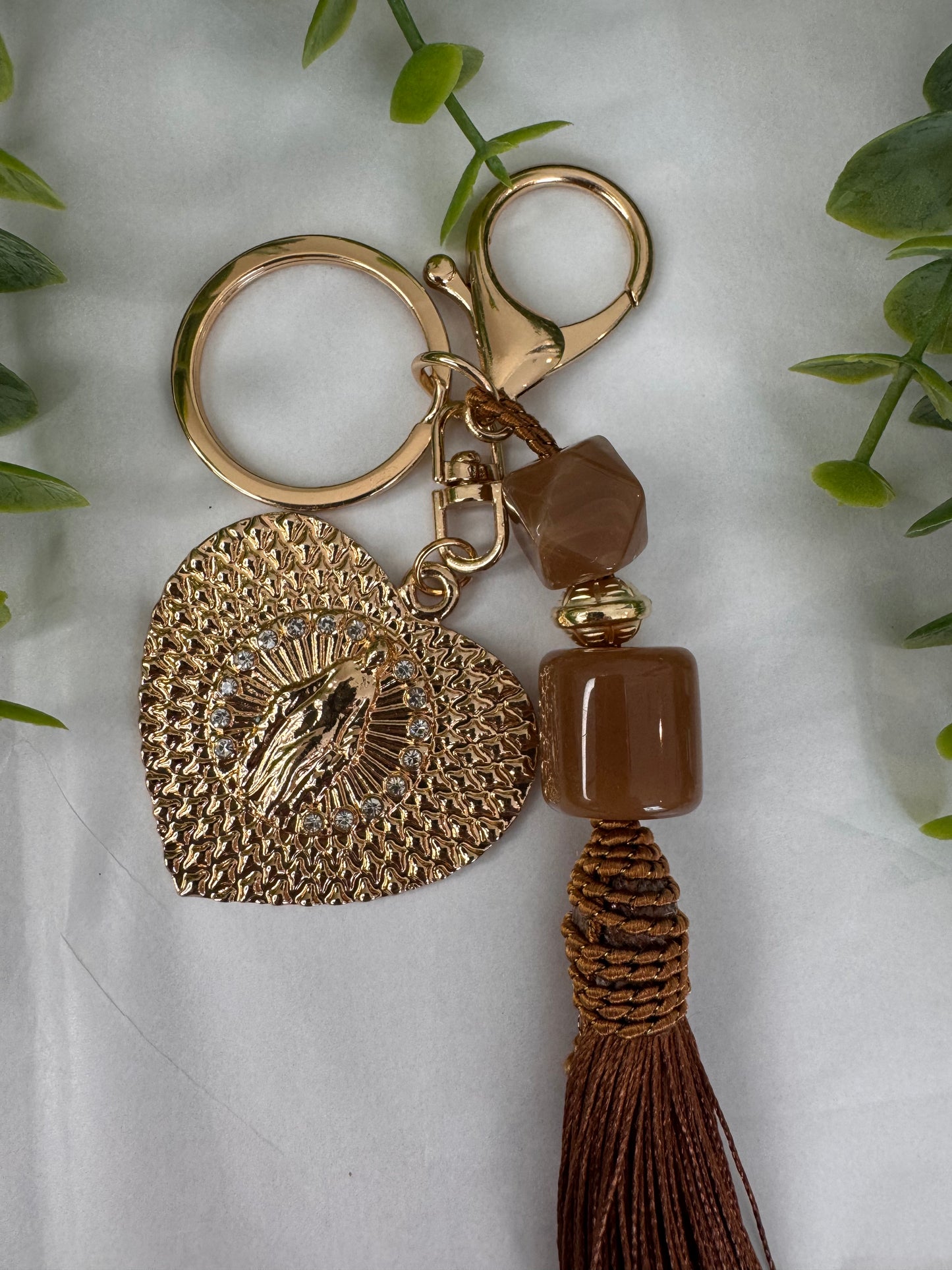 Brown Pompom Keychain