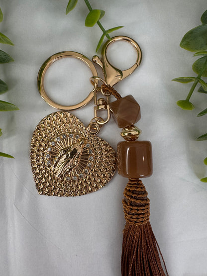 Brown Pompom Keychain