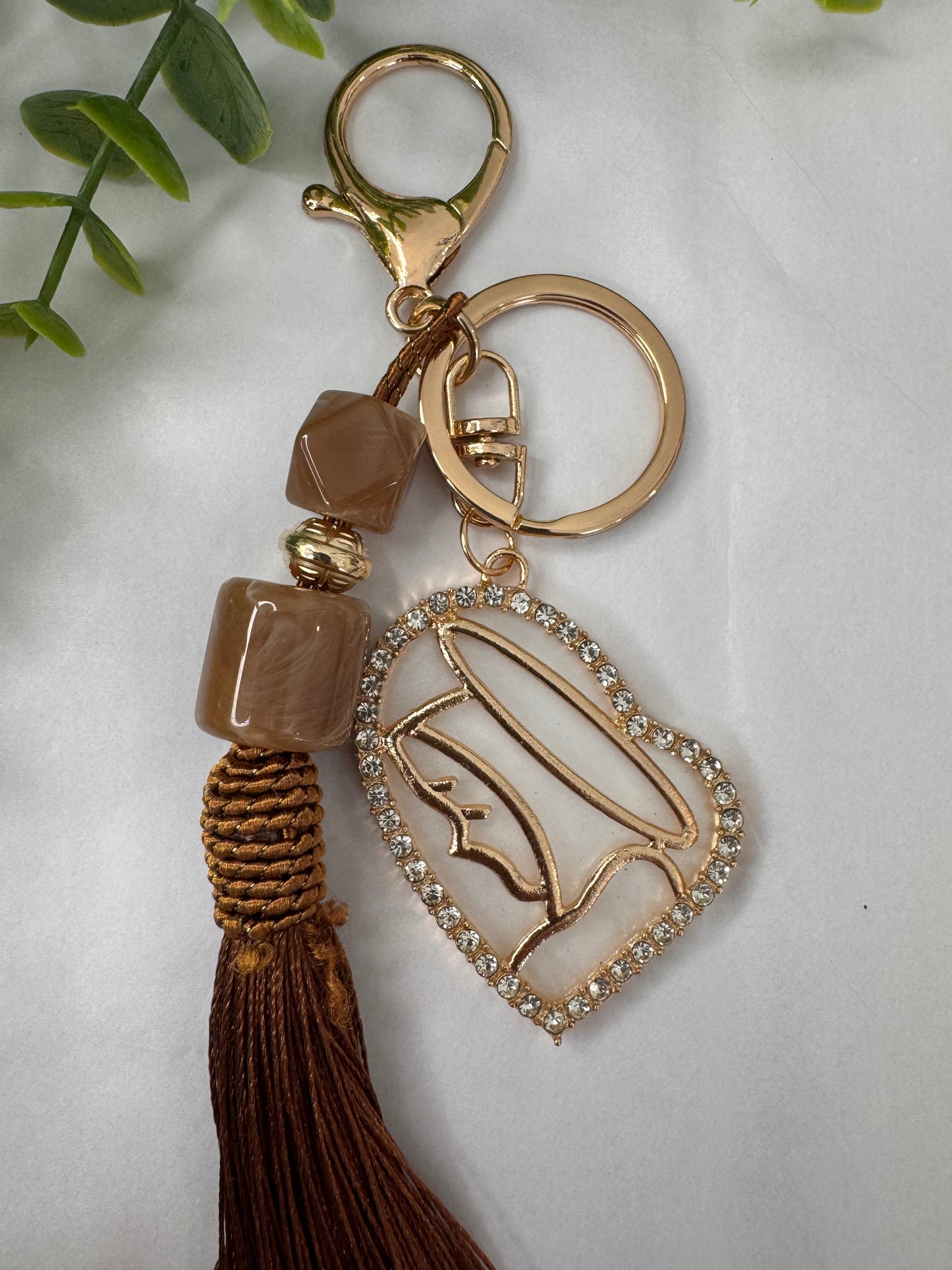 Brown Pompom Keychain