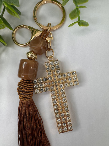 Brown Pompom Keychain