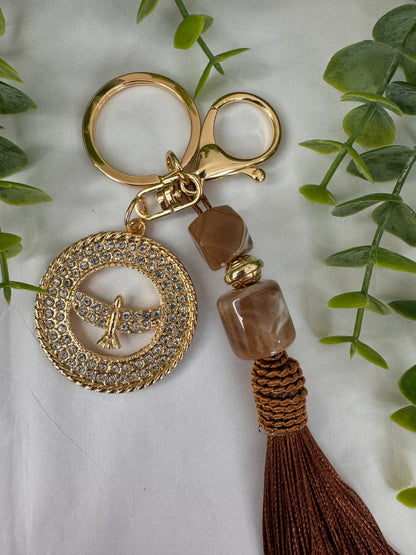 Brown Pompom Keychain