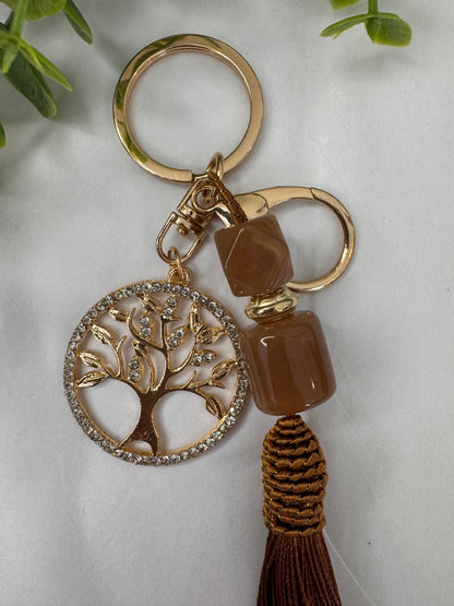 Brown Pompom Keychain